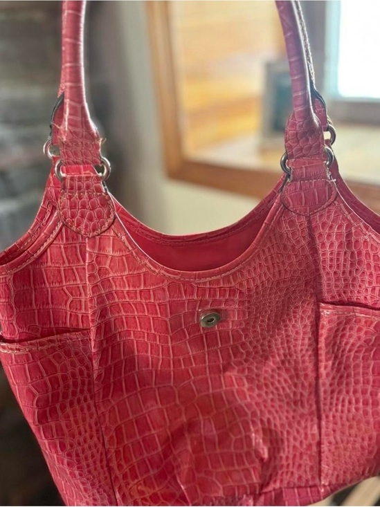 None Handbags - Red Croc-Embossed Shoulder Tote - Women Bags